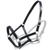 Headcollar Stable Halter Real Leather Adjustable Black Pony