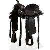 Western Saddle; Headstall&Breast Collar Real Leather 12" Black