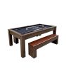 7ft 3-in-1 Multi-Functional Pool Table with Benches (Pool Table + Ping Pong Table + Dining Table)