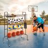 Sports Equipment Ball Rack Storage Organizer with Wheels