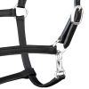 Headcollar Stable Halter Real Leather Adjustable Black Cob