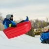 2 Packs Snow Sled, 35'' Heavy Duty Plastic Winter Downhill Sleds w/Pull Rope & 2 Handles for Kids Teens RT