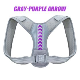 Back Orthotics With Adult Prevention Of Hunchback Open Shoulder Sitting Adjustable Clavicle Fixation Orthotics (Color: gray purple, size: L)
